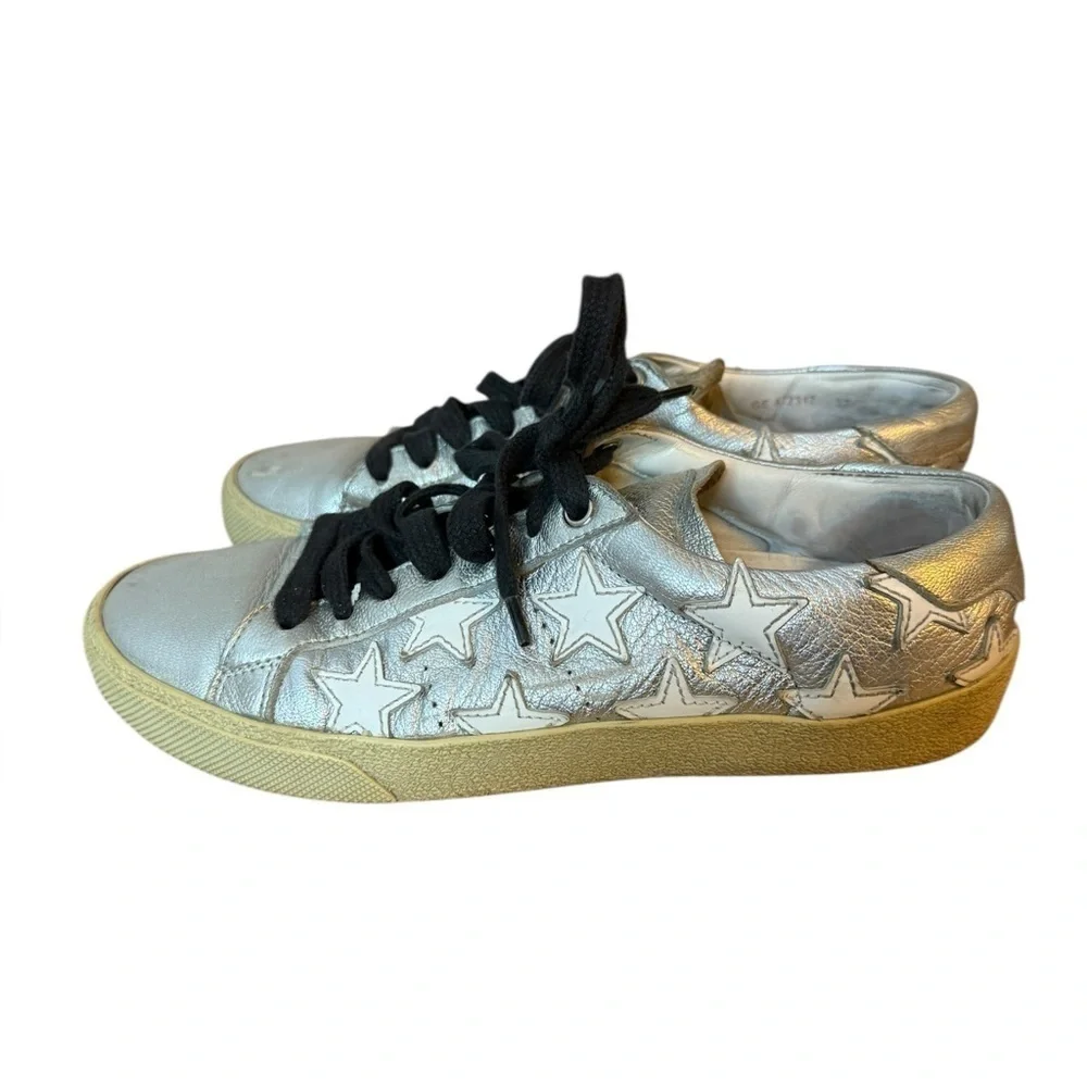 Saint Laurent Court Classic Silver Star Sneakers